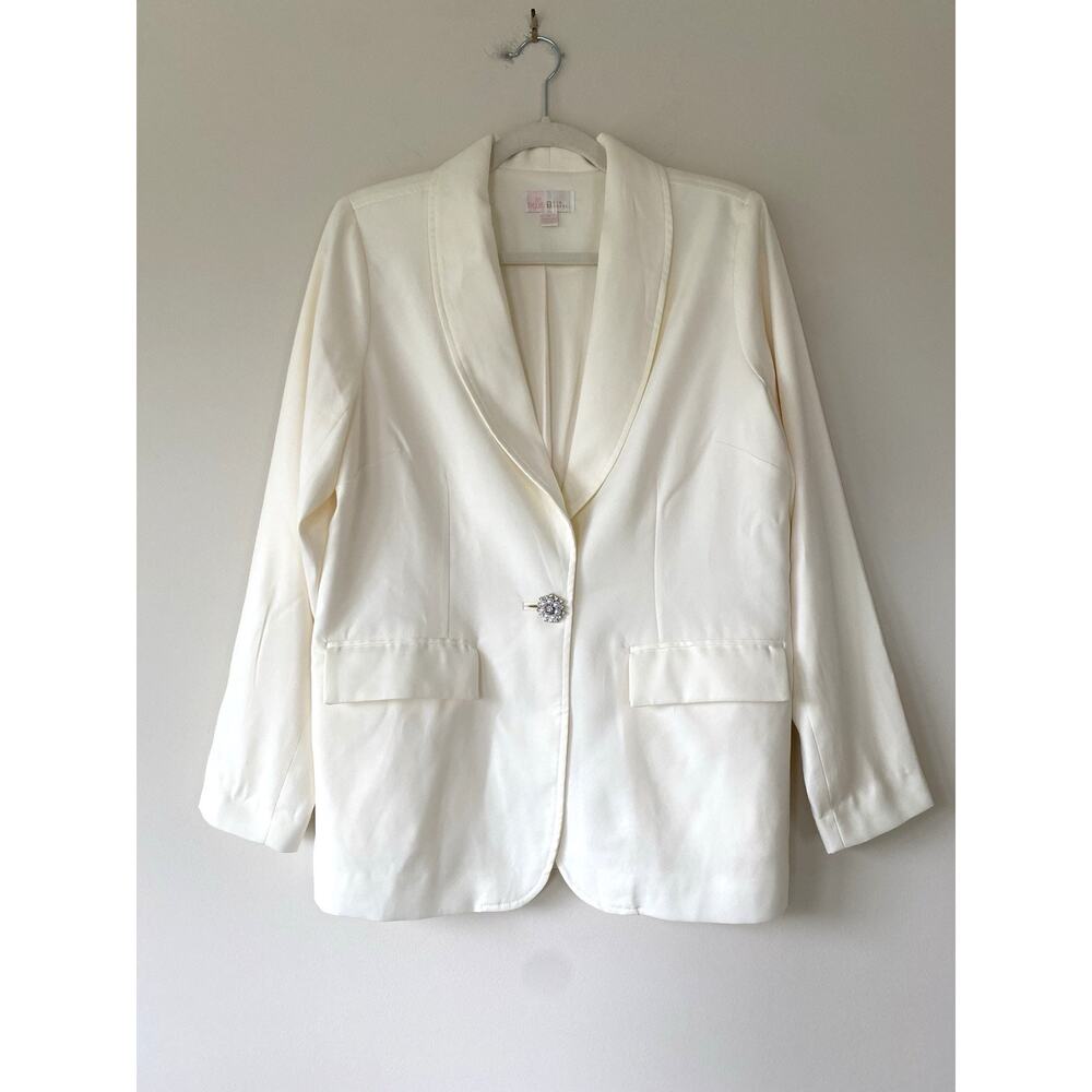 Belle® By Kim Gravel Winter White Rhinestone Dreams Blazer Size M Career Event